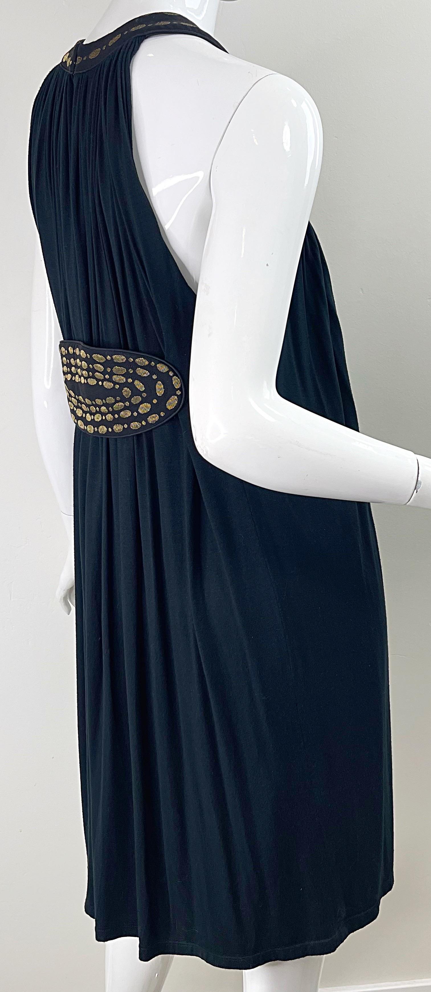 Martin Grant 2000s Black and Gold Cotton Vintage Y2K Smock Dress Size Medium For Sale 6
