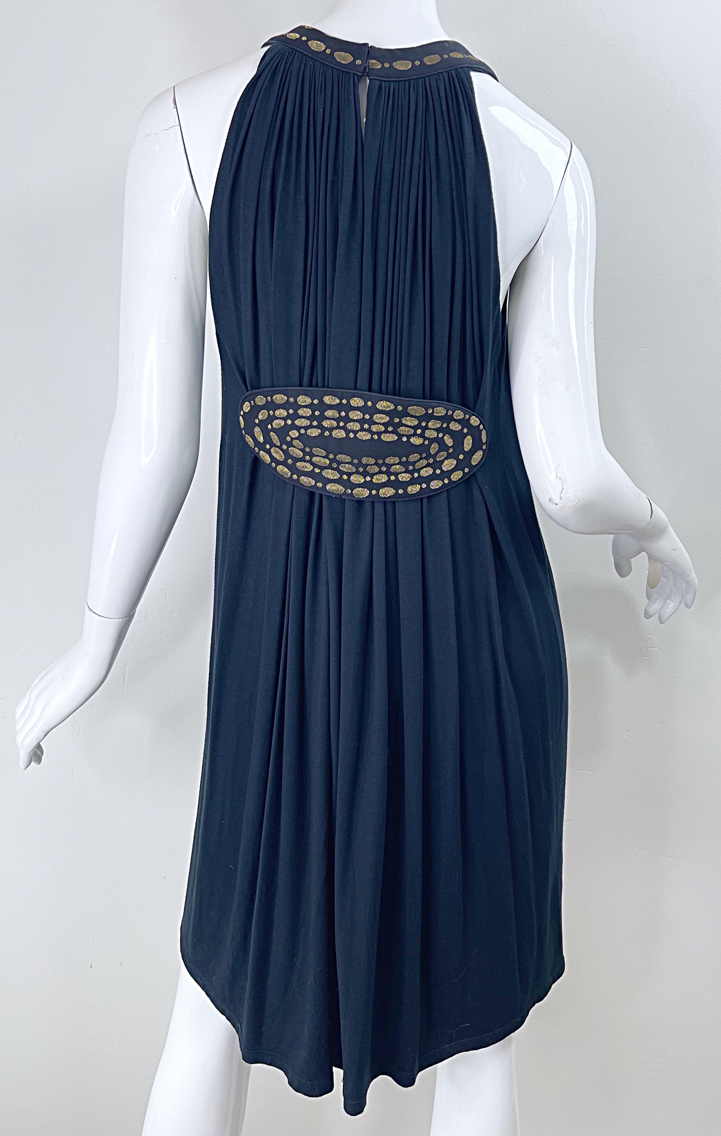 Martin Grant 2000s Black and Gold Cotton Vintage Y2K Smock Dress Size Medium For Sale 8
