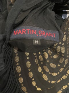 Martin Grant 2000er Schwarzes und goldenes Vintage Y2K Rauchkleid aus Baumwolle Größe Medium
