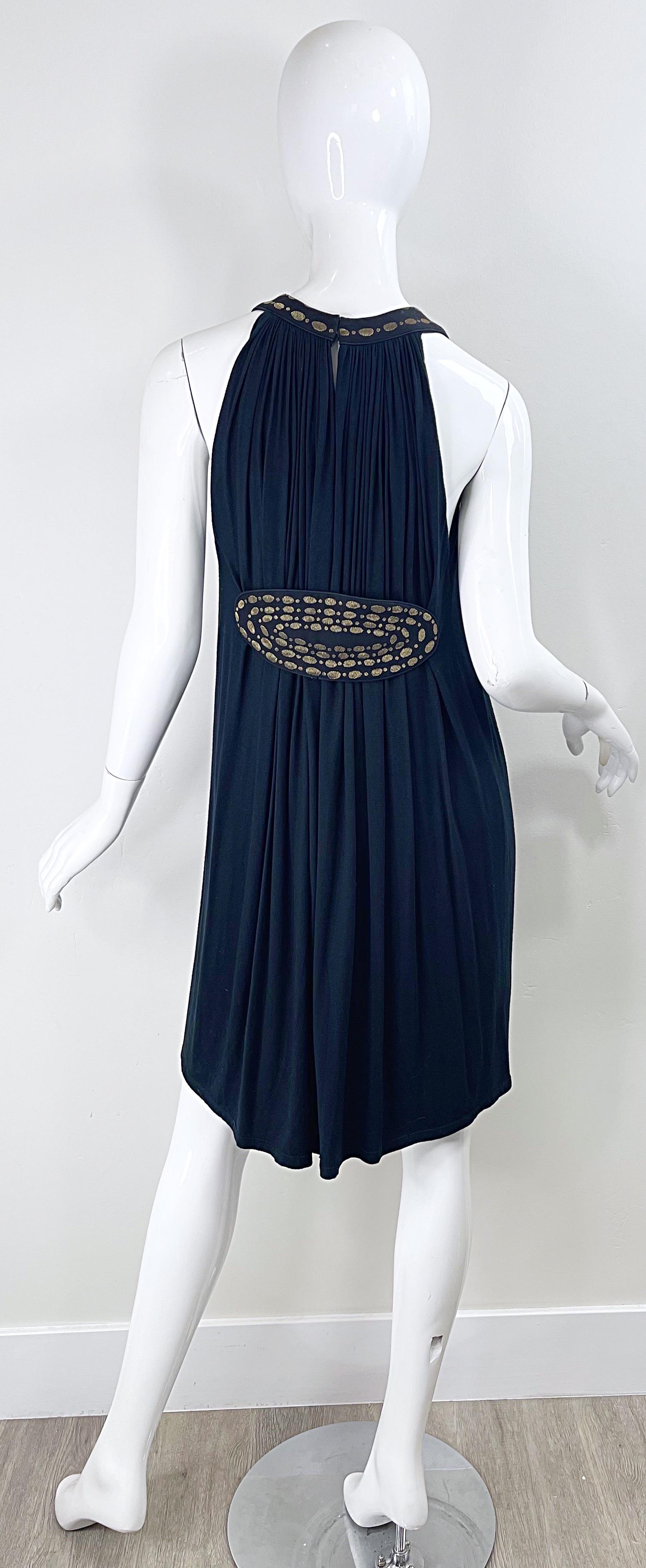 Women's Martin Grant 2000s Black and Gold Cotton Vintage Y2K Smock Dress Size Medium For Sale