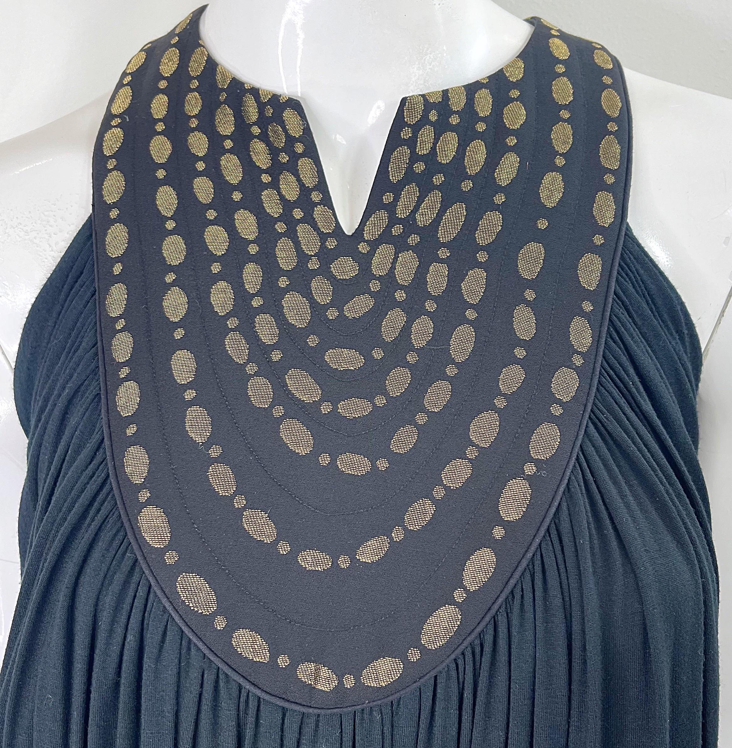 Martin Grant 2000s Black and Gold Cotton Vintage Y2K Smock Dress Size Medium For Sale 1