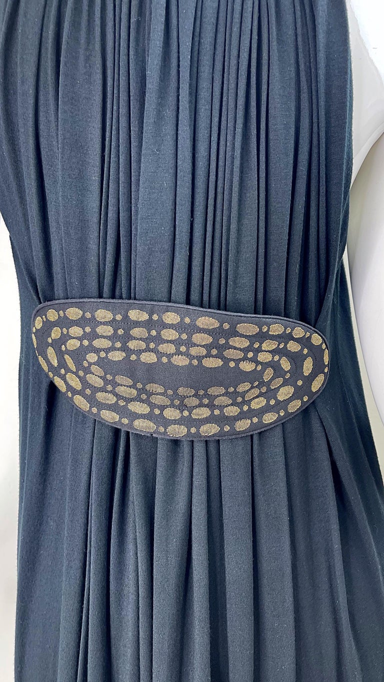 Martin Grant 2000s Black And Gold Cotton Vintage Y2k Smock Dress Size Medium