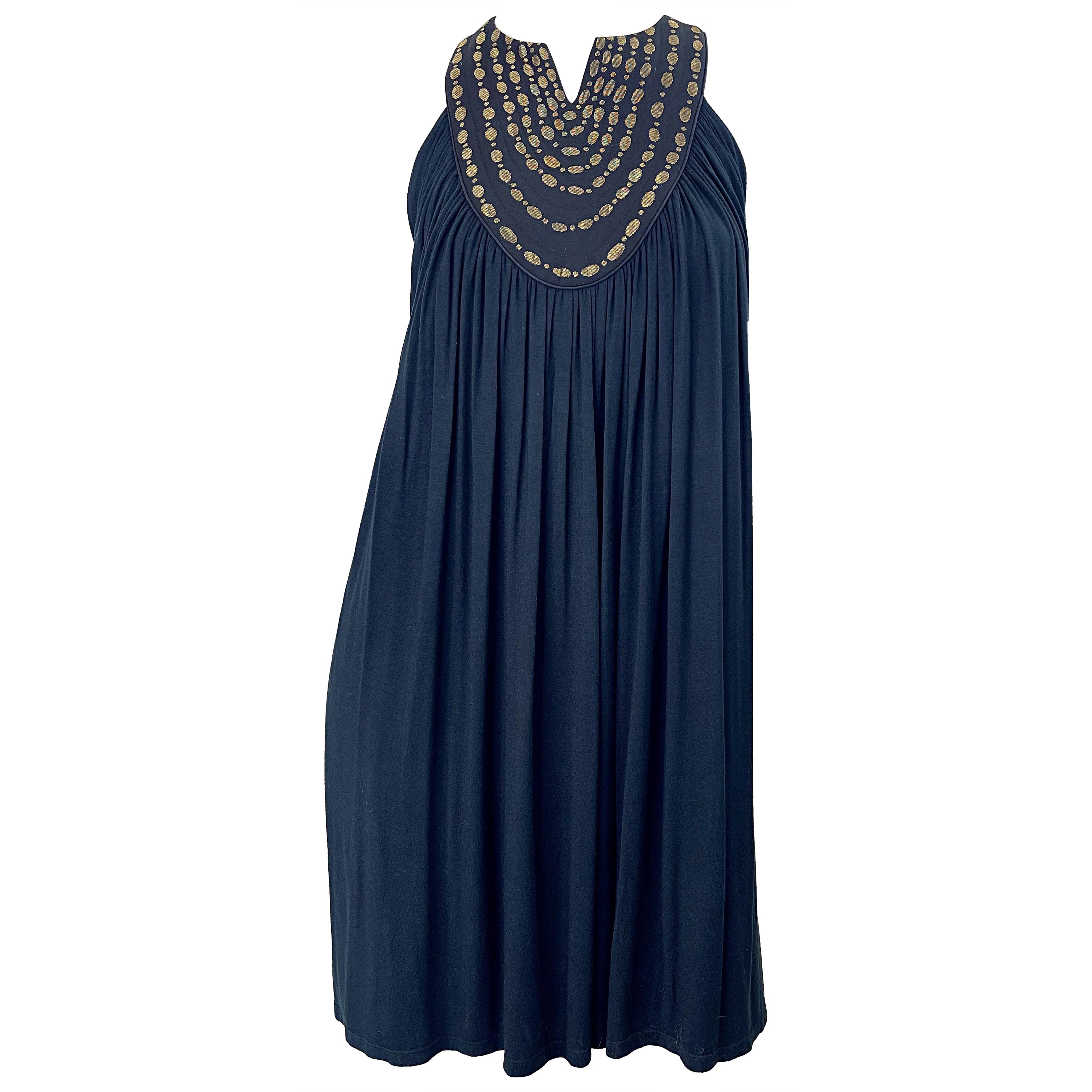 Robe à smocks Y2K noire et dorée des années 2000 de Martin Grant en vente