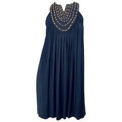 Martin Grant 2000s in cotone nero e oro Vintage Y2K Smock Dress Taglia Media