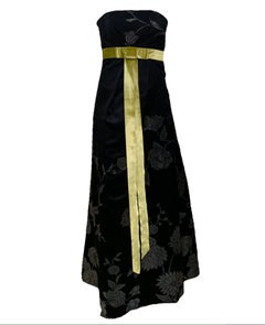 Robe bustier noire avec ceinture en chartreuse de Martin Grant