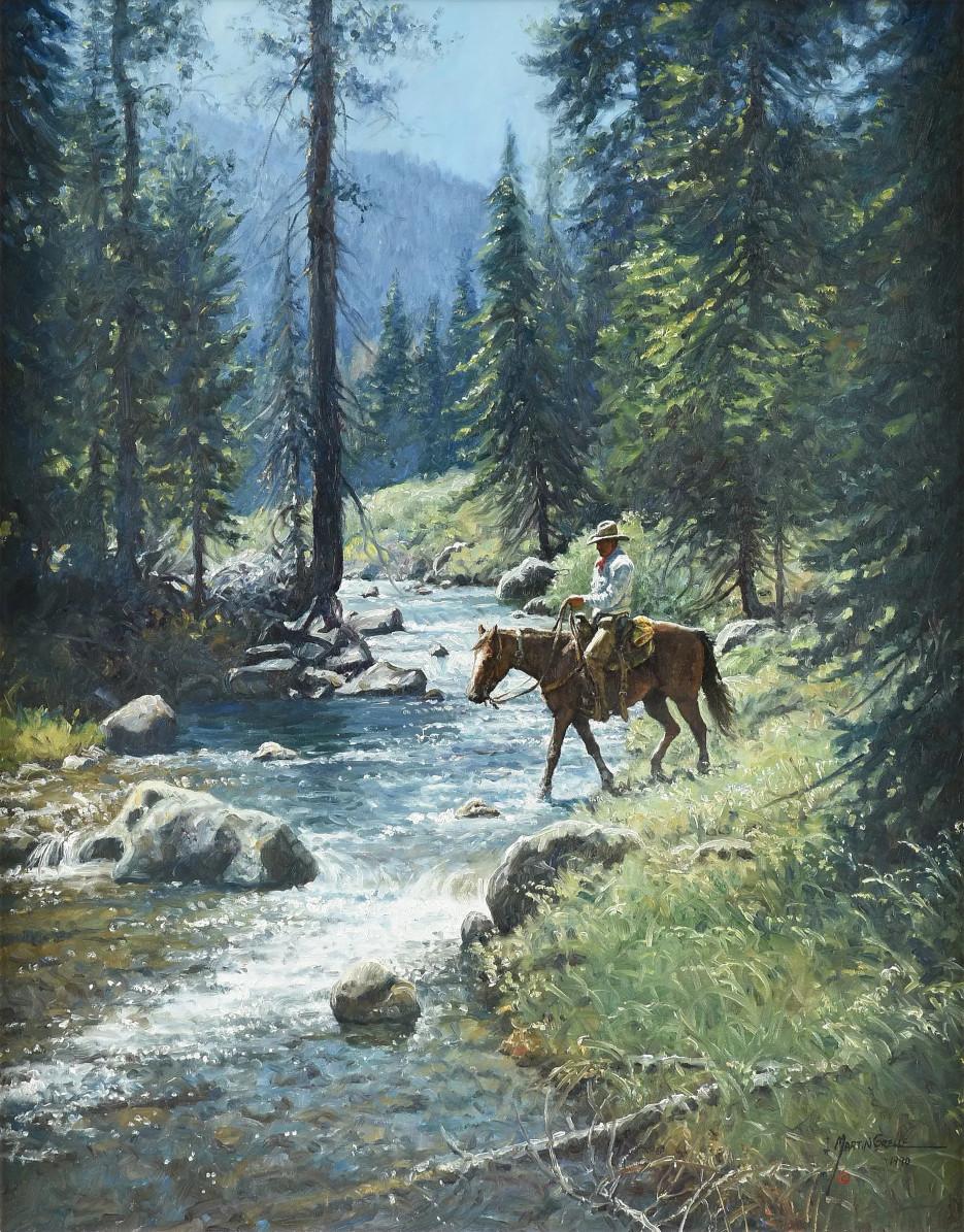 Martin Grelle, Acque chiare,  Western Art Cavallo e cavaliere in montagna 2