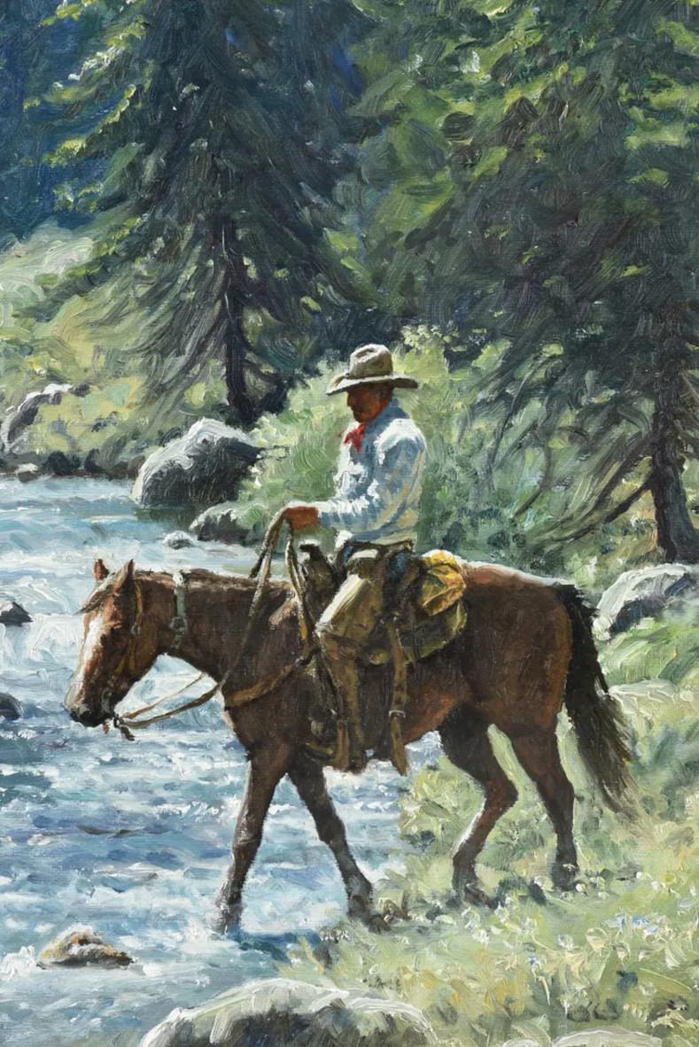 Martin Grelle, Acque chiare,  Western Art Cavallo e cavaliere in montagna 3
