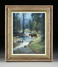 Martin Grelle, Acque chiare,  Western Art Cavallo e cavaliere in montagna