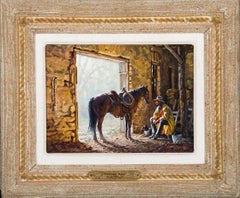 Martin Grelle, "Welcome Rain" ,  Western CA Cowboy Artist of America