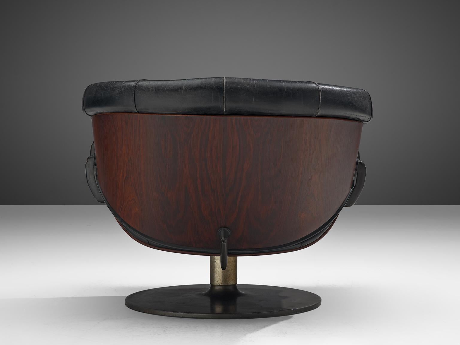 Italian Martin Grierson 'London' Chair in Leather and Rosewood