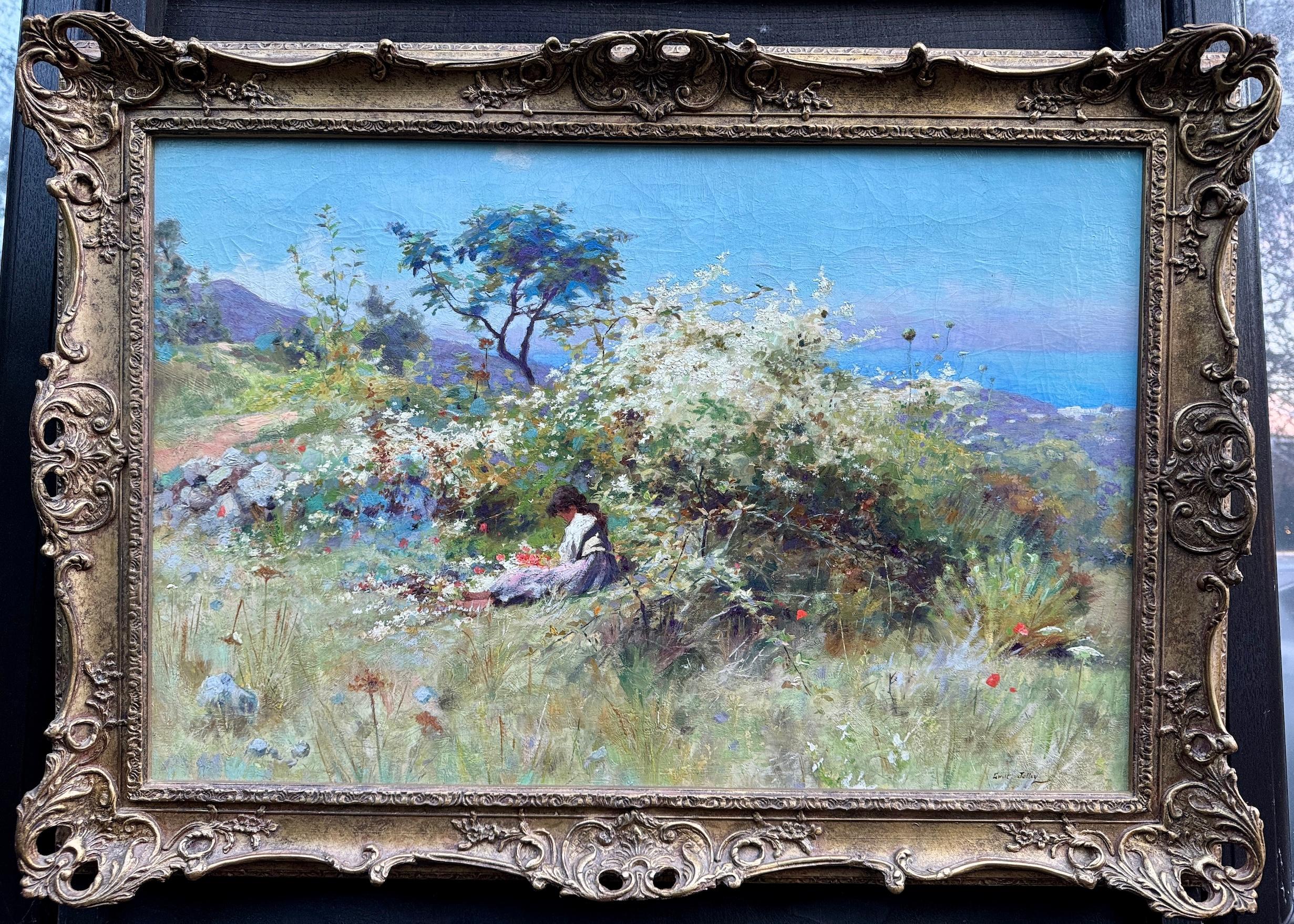 Martin Gwilt Jolley Figurative Painting - Figure resting with Wild Clematis landscape, in Monte Solaro, Capri, 1889