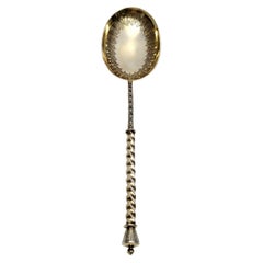 Martin, Hall and Co England Sterling Silver Gold Wash Bowl Serving Spoon