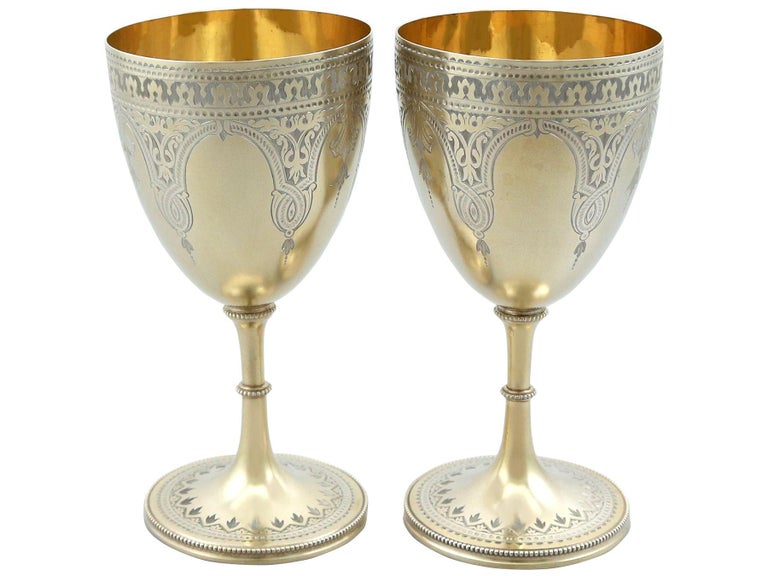 Martin, Hall and Co Antique Victorian Sterling Silver Gilt Claret Jug