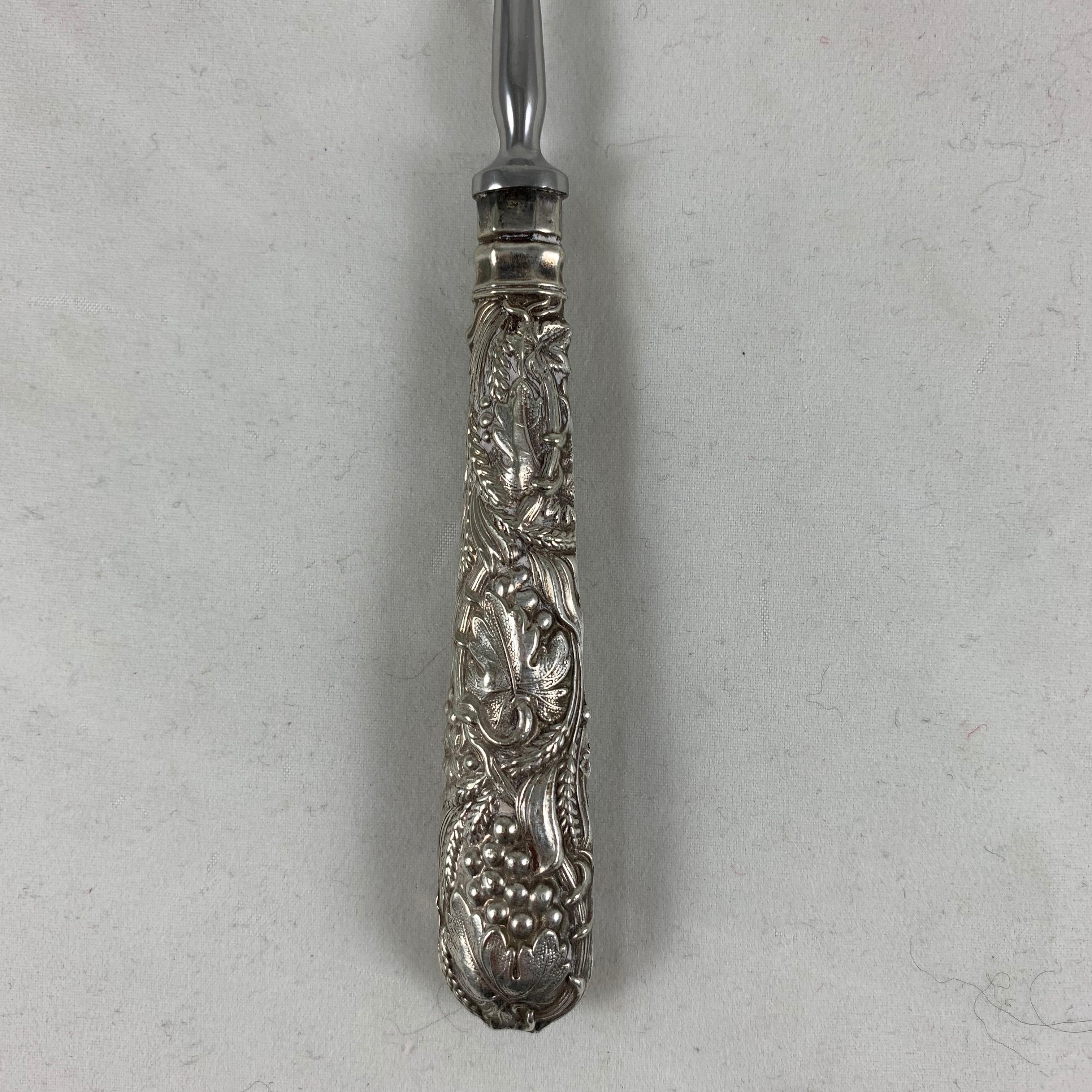 Metalwork 1920s Martin Hall English EP Silver Art Nouveau Grape Pattern Pastry Forks S/ 12