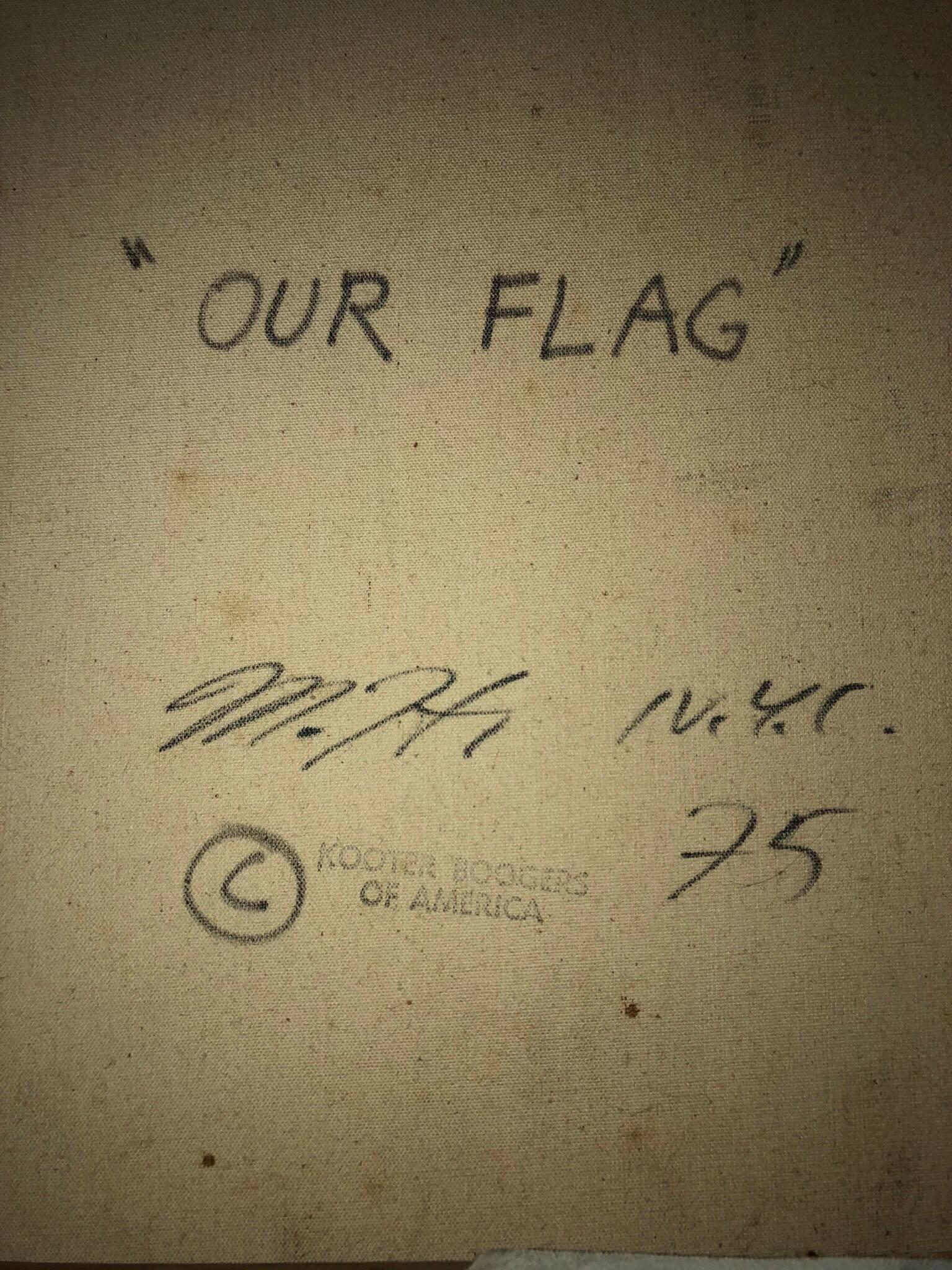 signed with initials verso and a stamp Kooter Boogers of America. with an intentionally distressed surface. please see photos.

Martin Hoffman, a prominent artist whose work in the 1970s was simultaneously identified with high art (gritty realist