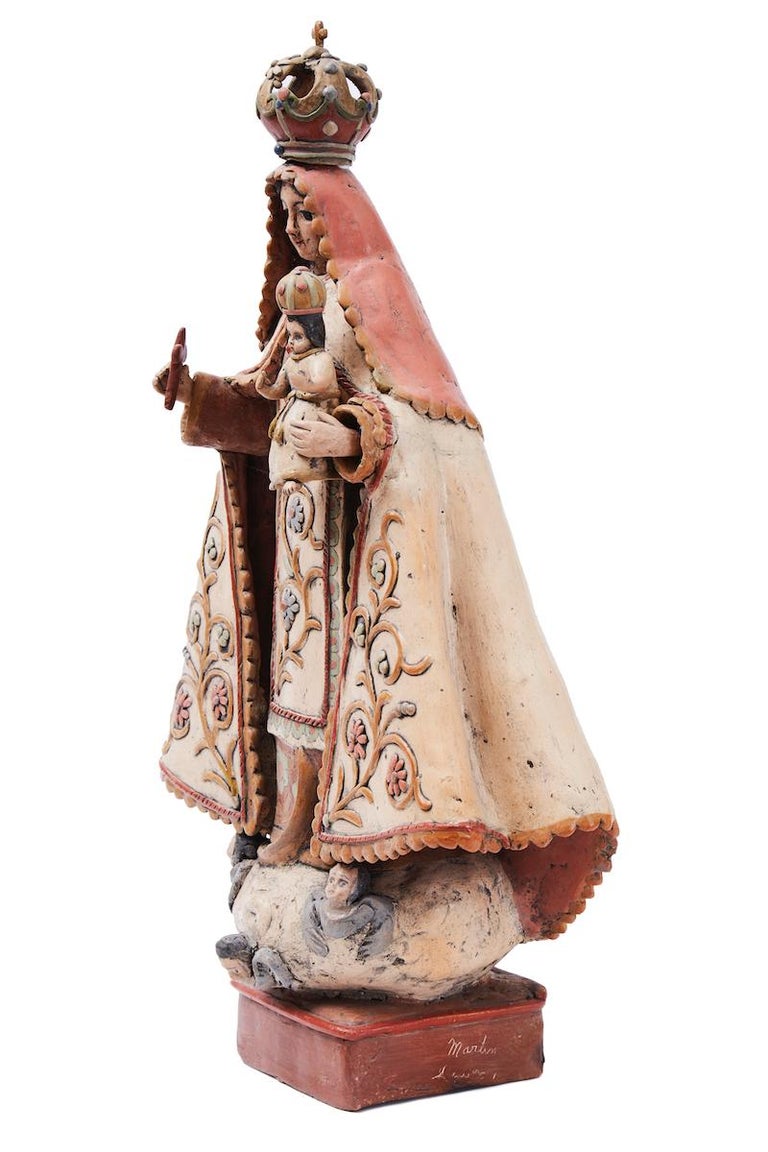 Nuestra Señora del Carmen - Pottery & Ceramics - Mexican Folk Art Clay - Cactus  - Sculpture by Martin Ibarra Morales