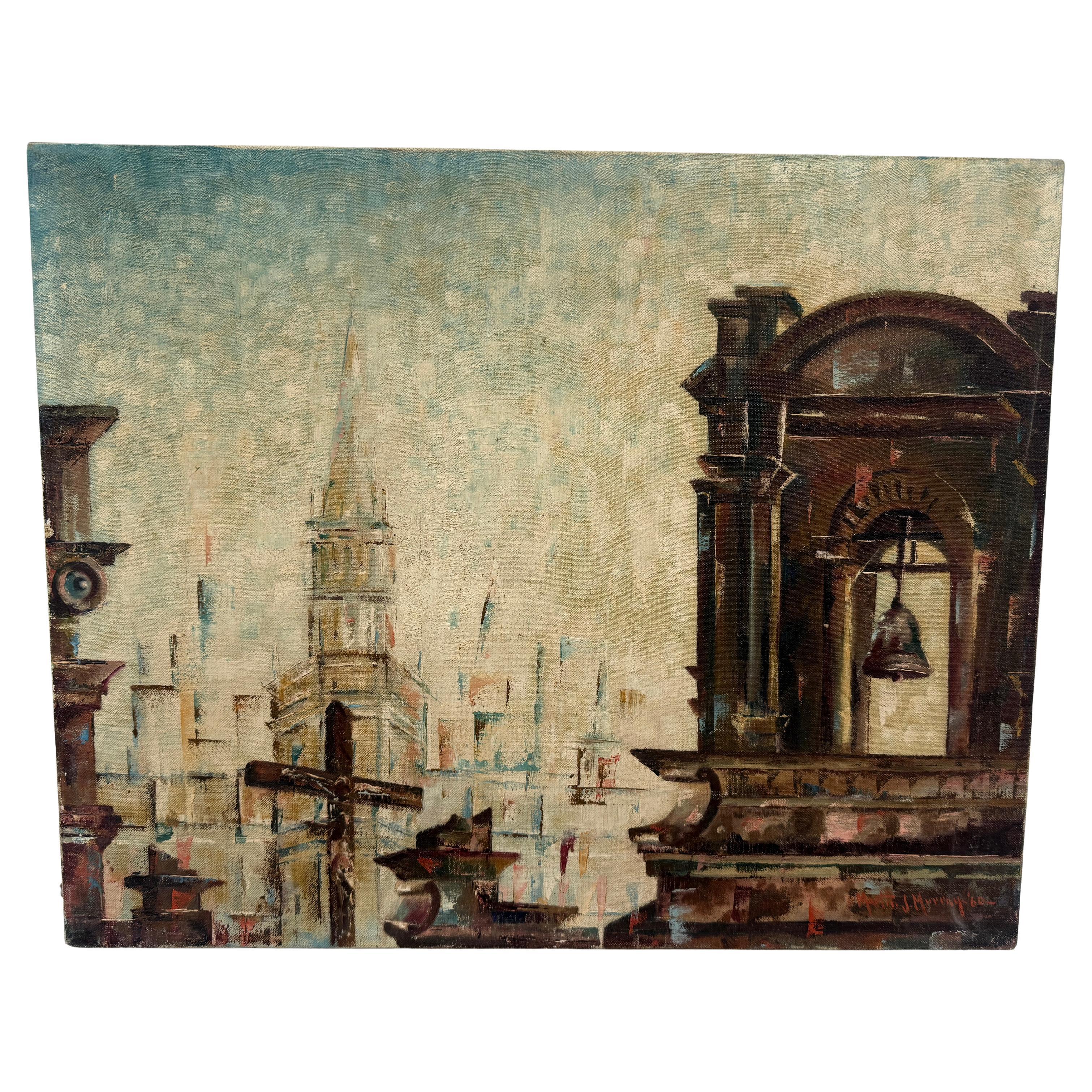 Martin J. Murray (American, 1908–1997) "Bell Tower" Oil, 1960 For Sale