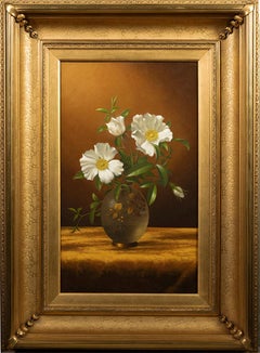 Cherokee Roses in an Opalescent Vase