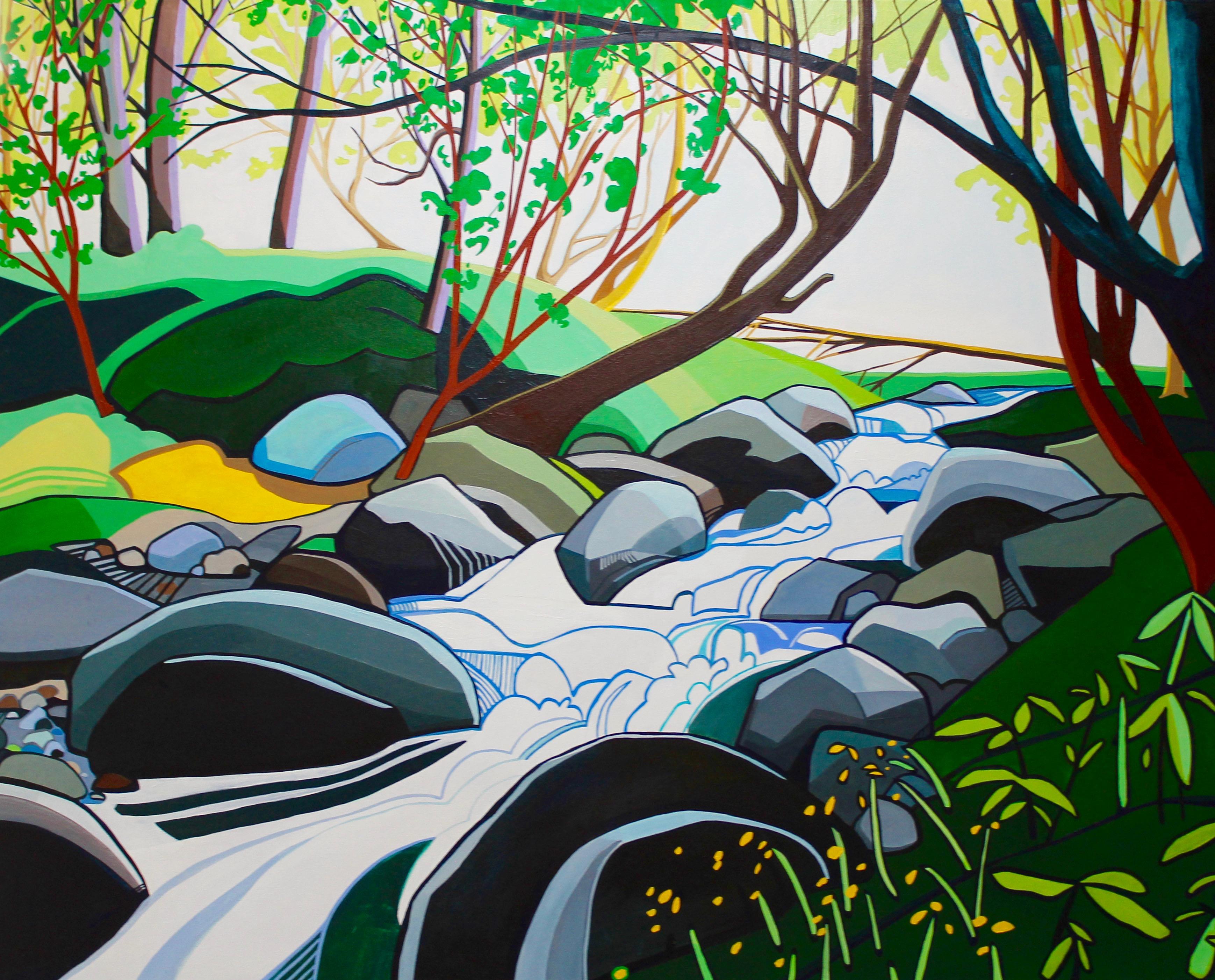 Martin Kahnle Landscape Painting – Ohne Titel (Wasserfall, früher Herbst)