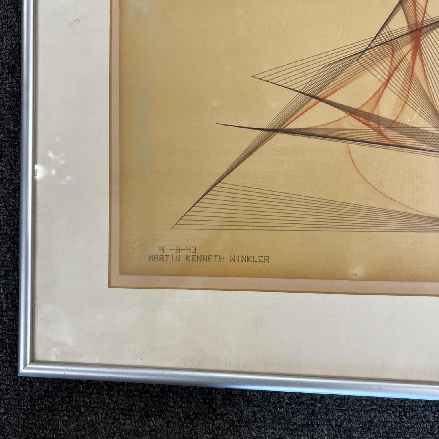 Martin Kenneth Winkler Ink on Paper Parabola Hyperbola 4-8-43 For Sale 1