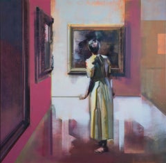 Visita al museo IV - Astratto figurativo del XXI secolo - Ragazza in un museo