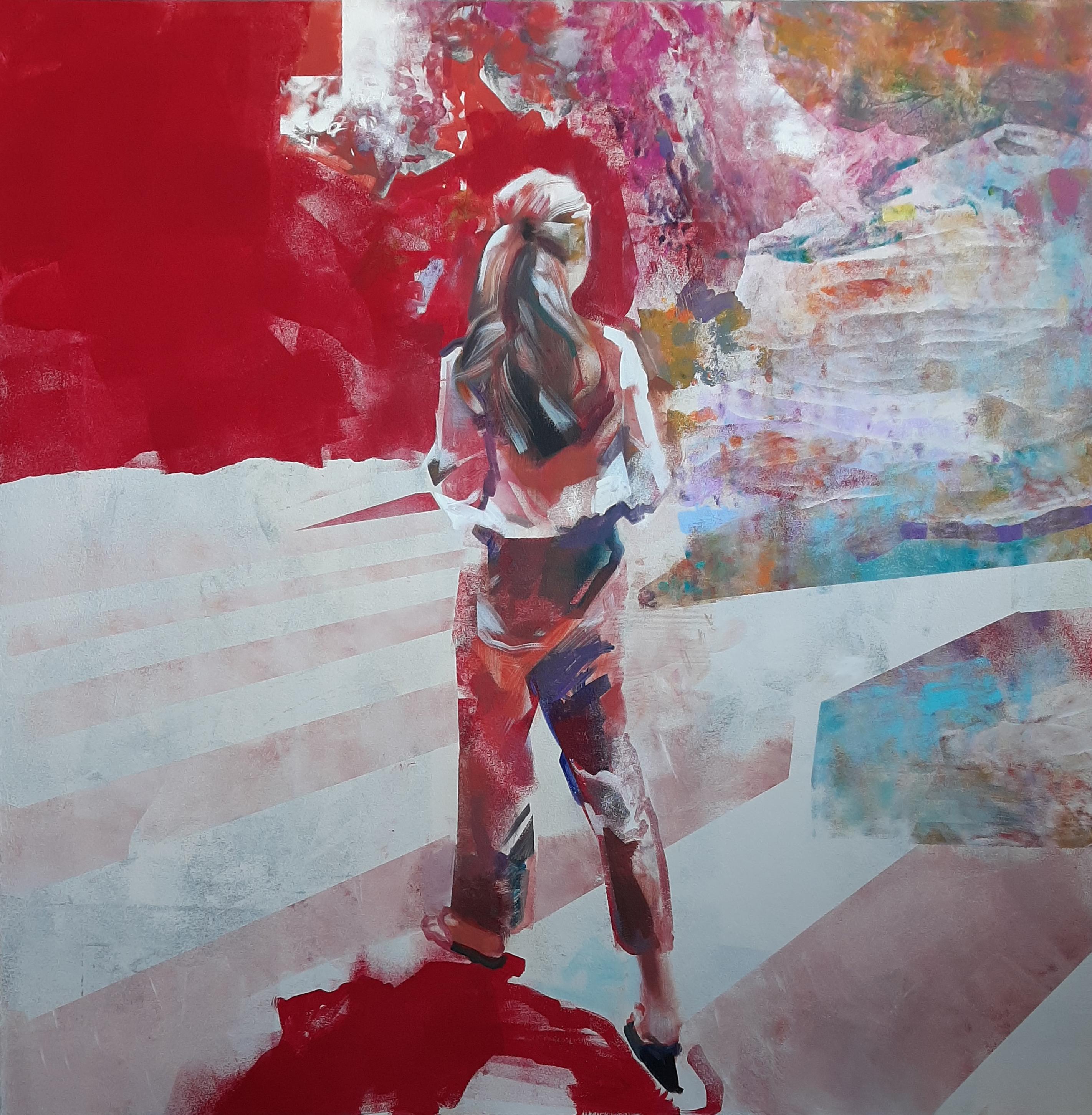 Streetcrossing- 21st Century Contemporary Figurative Painting