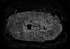 Impresión Paisaje de Nueva York, Tinta contemporánea sobre lienzo, 2010-