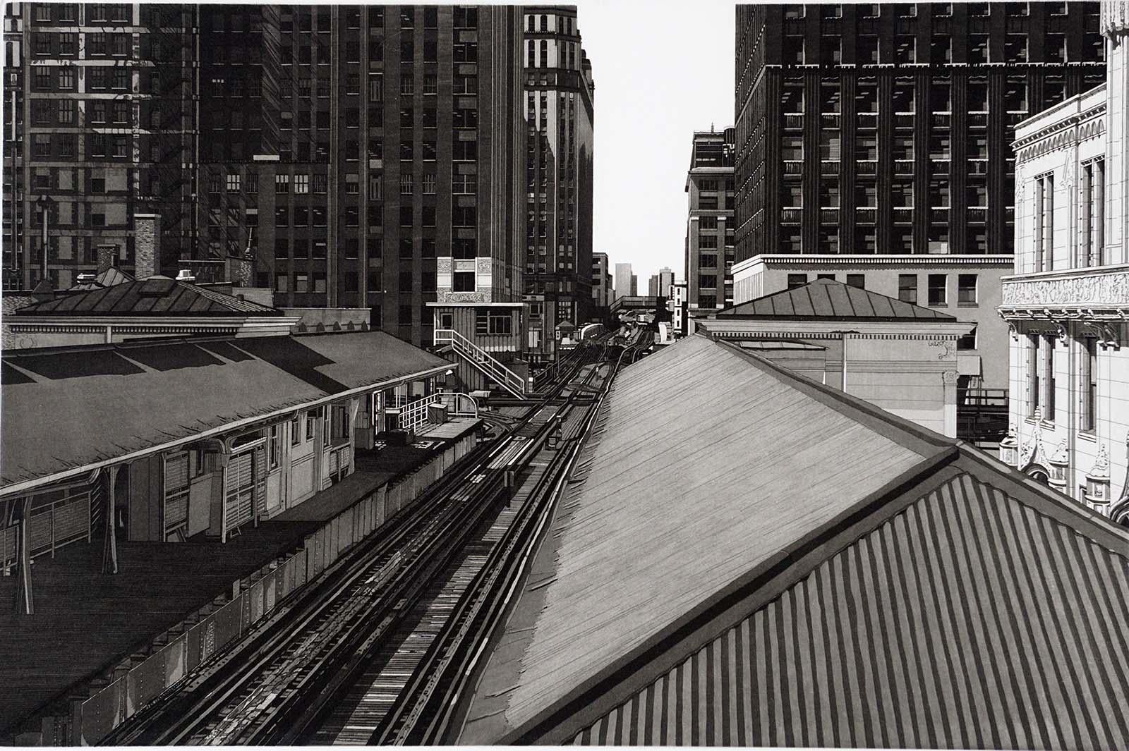 Waiting For My Train(track crossings that create Chicago EL / Merchandise Mart)