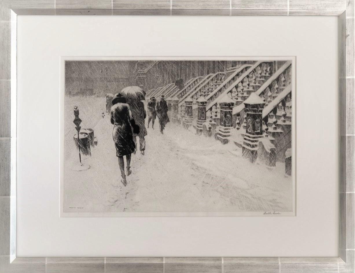 Stoops dans la neige - Print de Martin Lewis