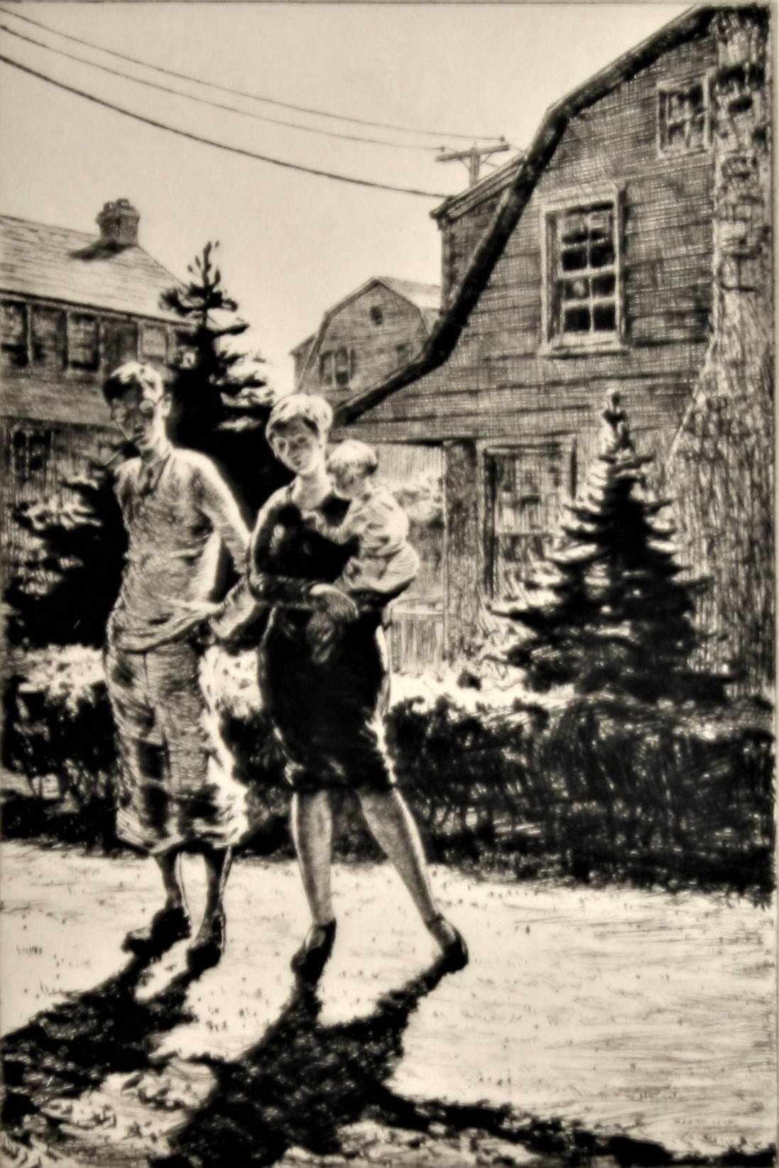 Sunday Garden Inspection. - American Modern Print by Martin Lewis