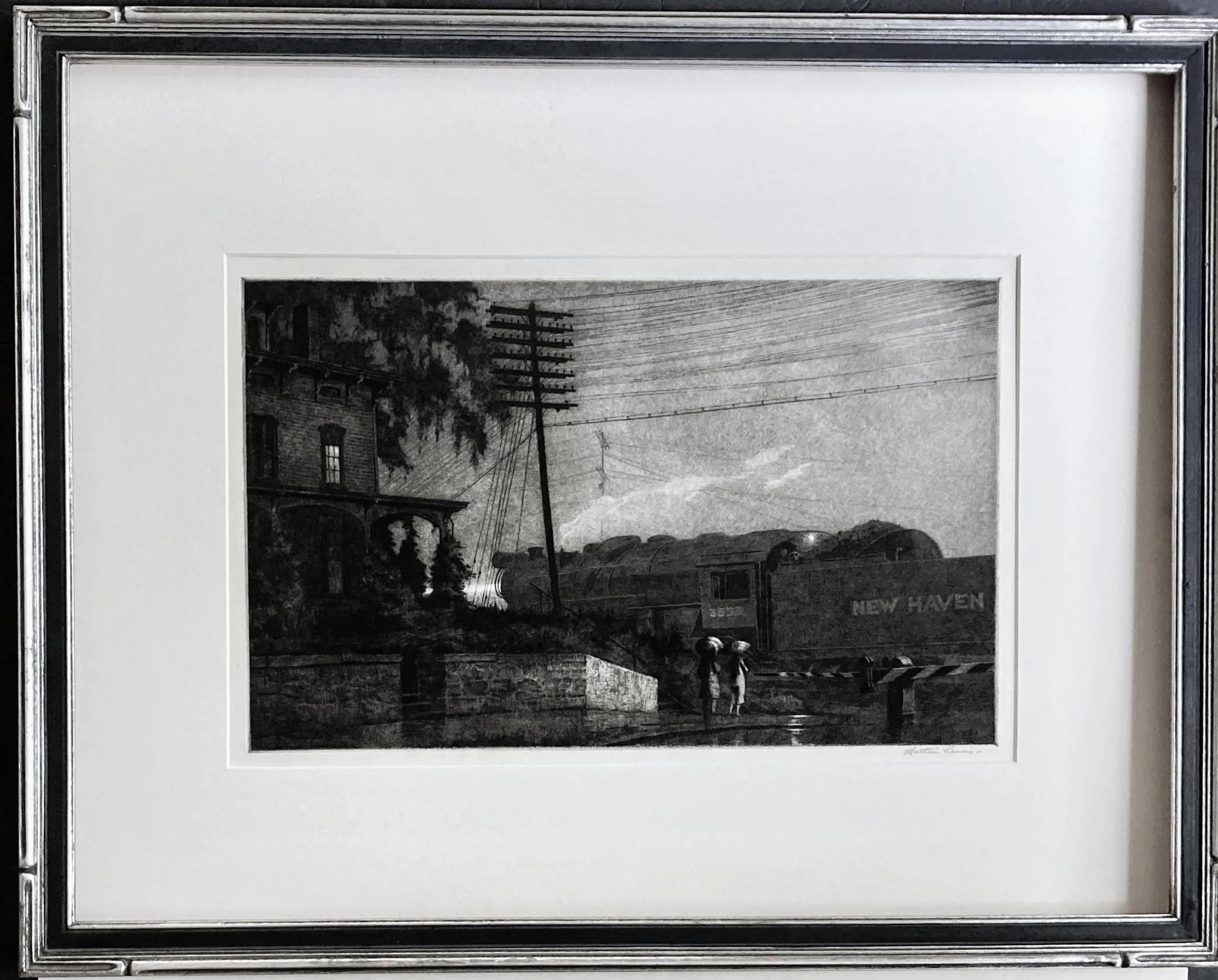 La carga que pasa, Danbury - Print moderno estadounidense de Martin Lewis
