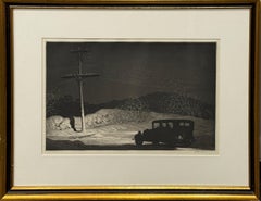 "Which Way?" Martin Lewis, Atmospheric, Snowy 1930s Setting, Outdoor Scene