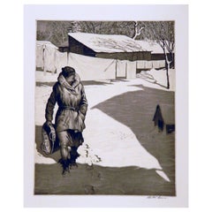 Martin Lewis 20th Century Master Printmaker, Etching, 1932, White Monday