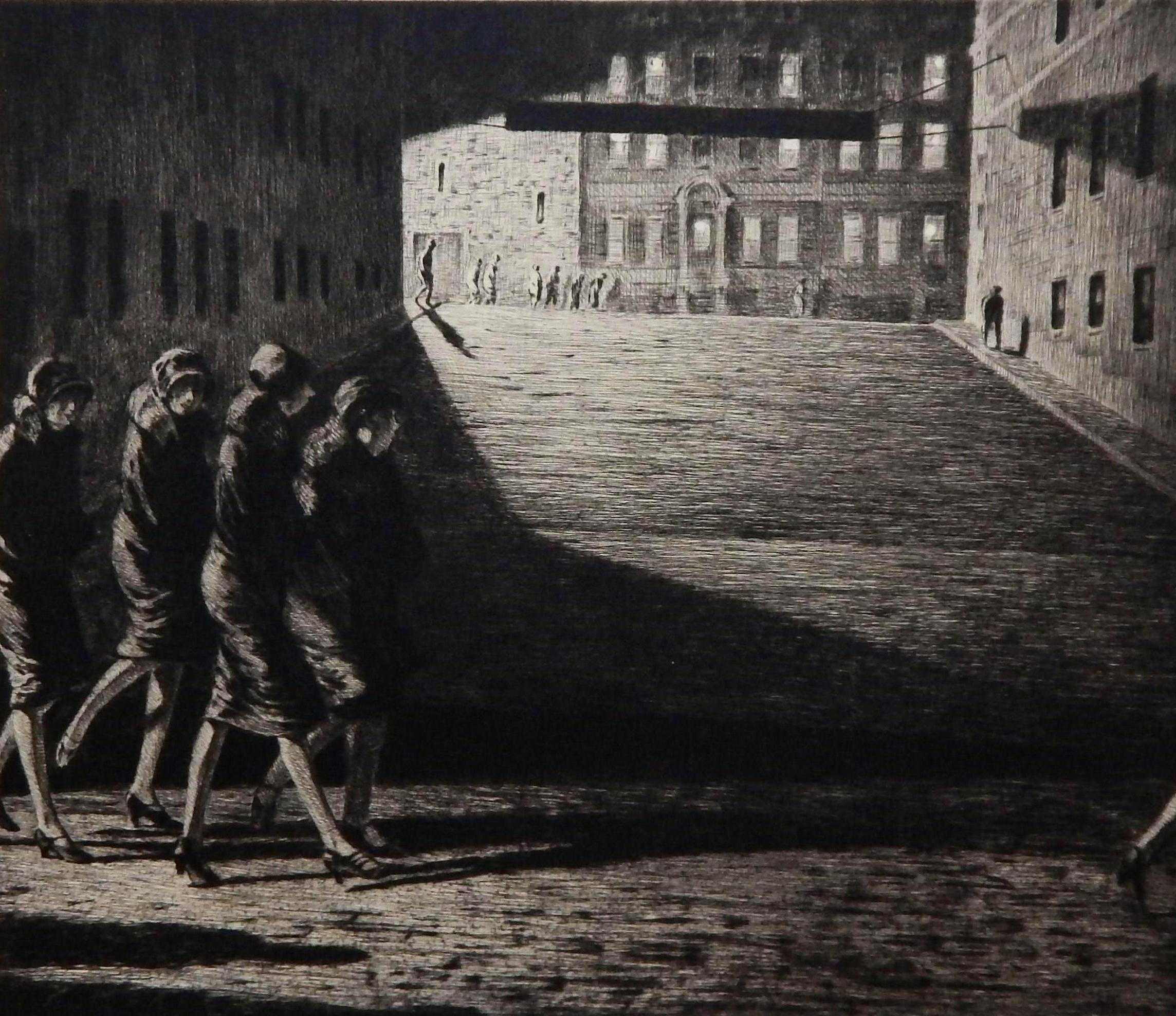 Original-Radierung von Martin Lewis, 1927 – Schatten auf dem Widderkopf (20. Jahrhundert) im Angebot