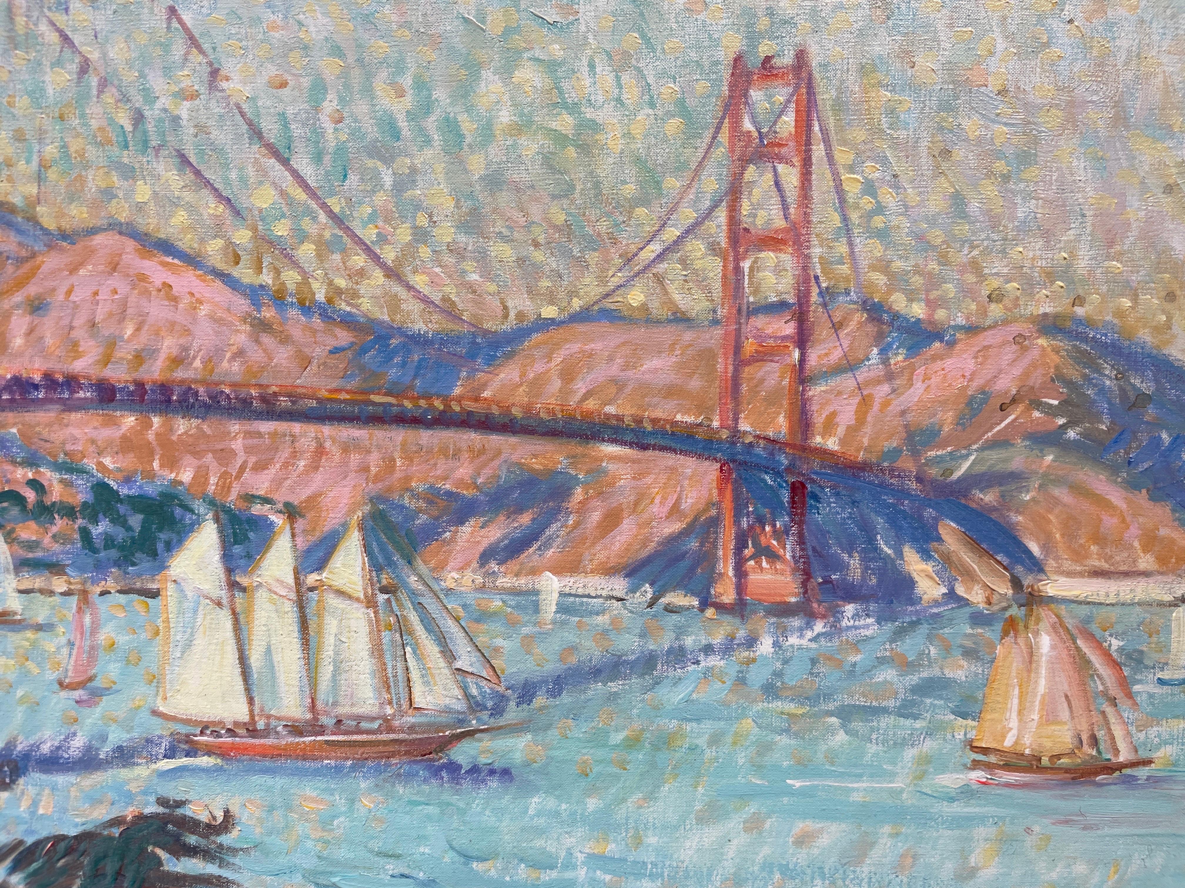 El puente Golden Gate, San Francisco
de Martin Lindenau (francés, 1948), firmado en el ángulo inferior izquierdo
firmado y titulado verso
óleo sobre lienzo, enmarcado
lienzo: 25,5 x 32 pulgadas
enmarcado: 35,5 x 42 pulgadas
estado: