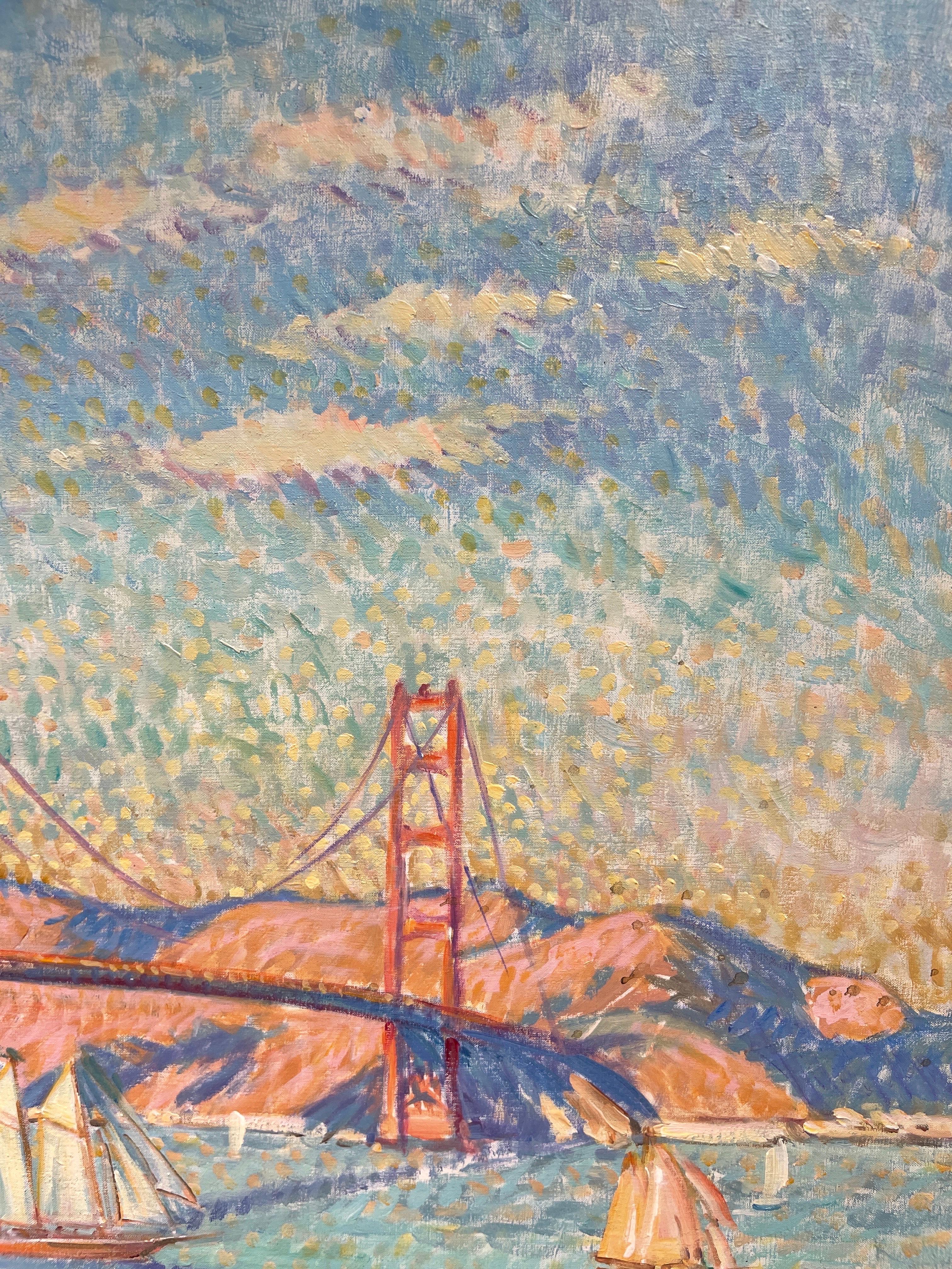 El puente Golden Gate San Francisco, Enorme óleo impresionista Artista francés 4