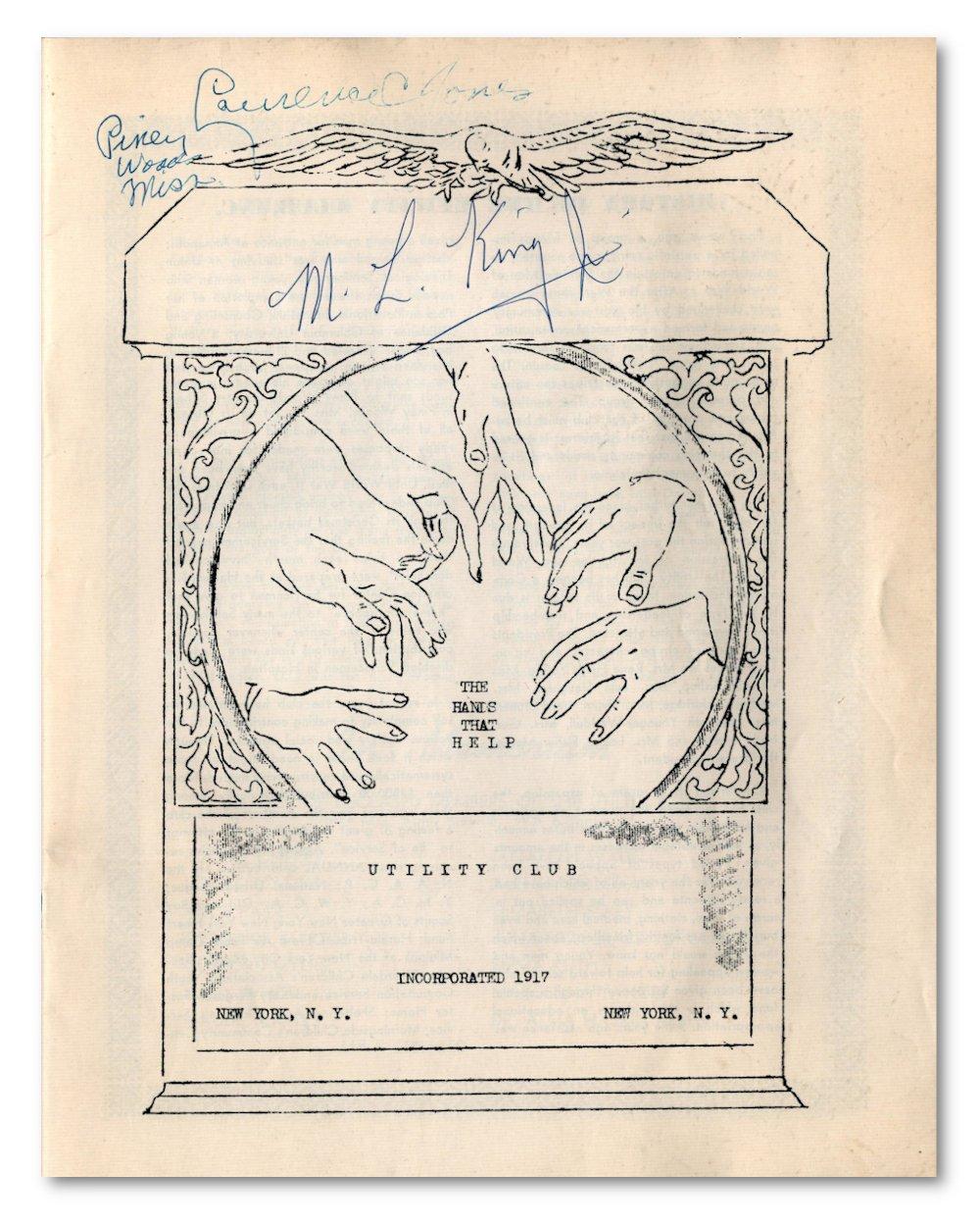 A rare and historic programme signed by the Civil Rights leader Martin Luther King Jr.
Georgia-born preacher Martin Luther King Jr (1929 - 1968) was the de facto leader of the American Civil Rights Movement.

He led the Montgomery Bus Boycott in