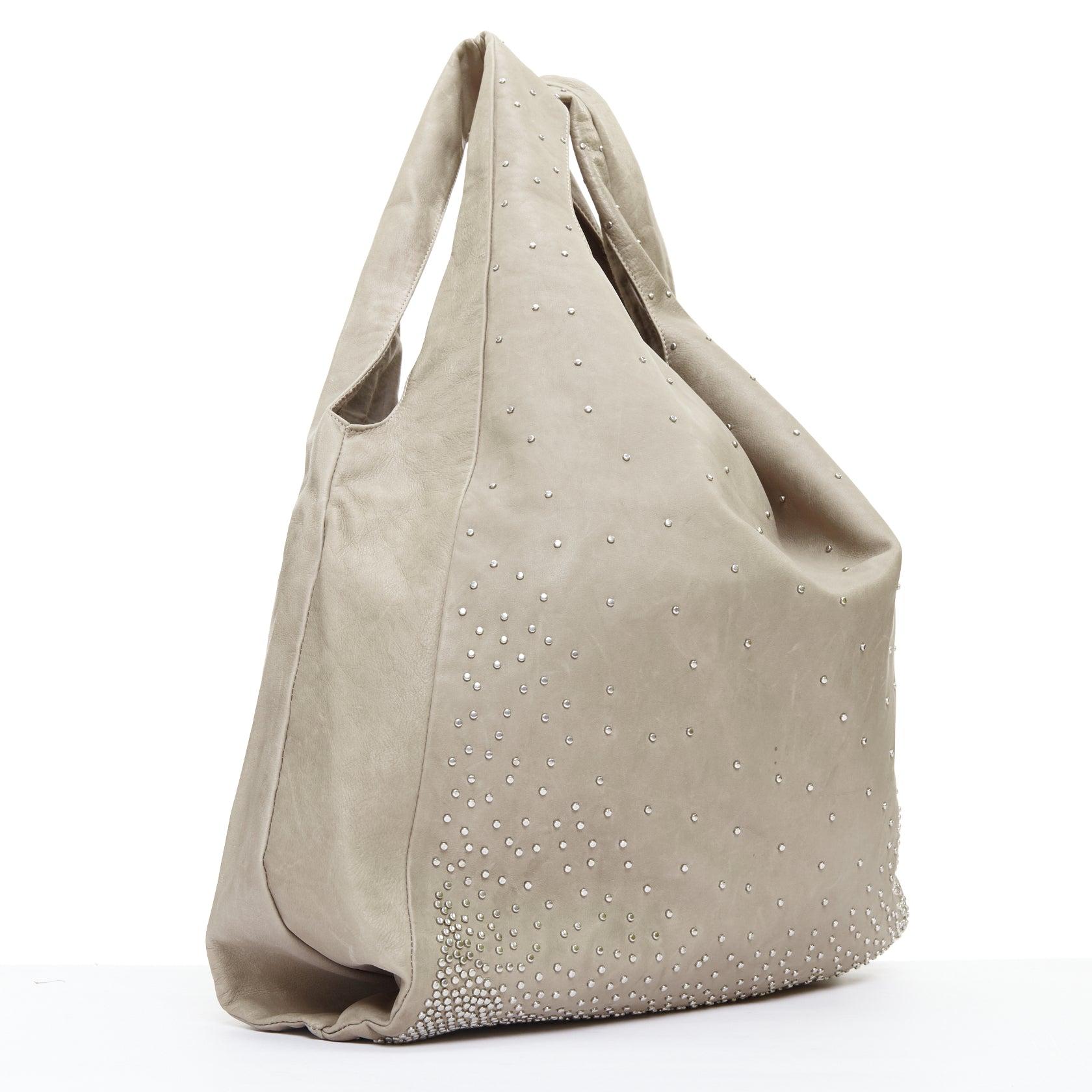 Beige MARTIN MAISON MARGIELA Line 11 beige micro stud leather tote bag