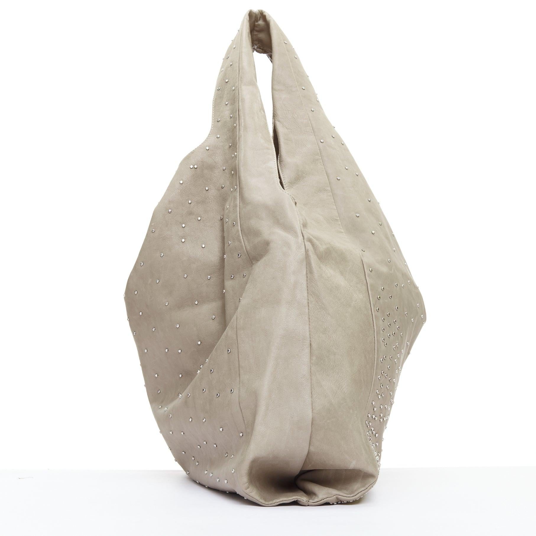 MARTIN MAISON MARGIELA Line 11 beige micro stud leather tote bag In Good Condition In Hong Kong, NT