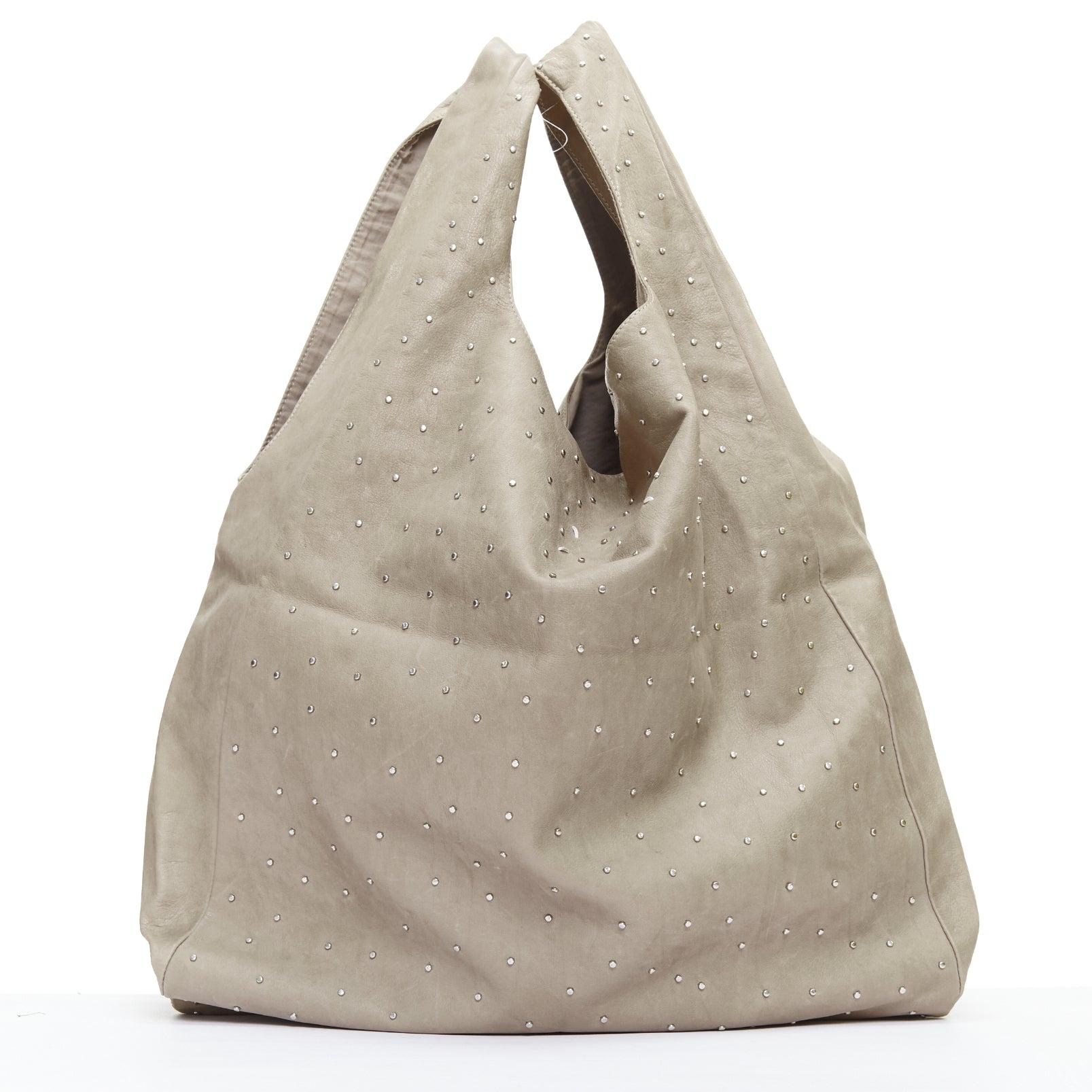 Women's MARTIN MAISON MARGIELA Line 11 beige micro stud leather tote bag