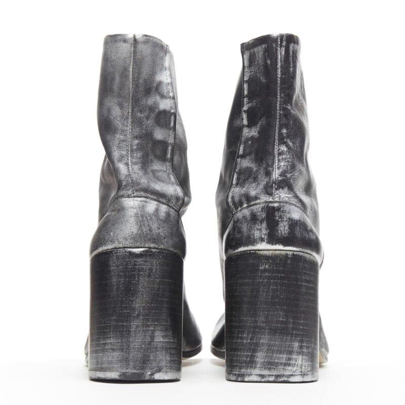 MARTIN MARGIELA 1990's Vintage black silver handpainted tabi boot EU39 For Sale 1