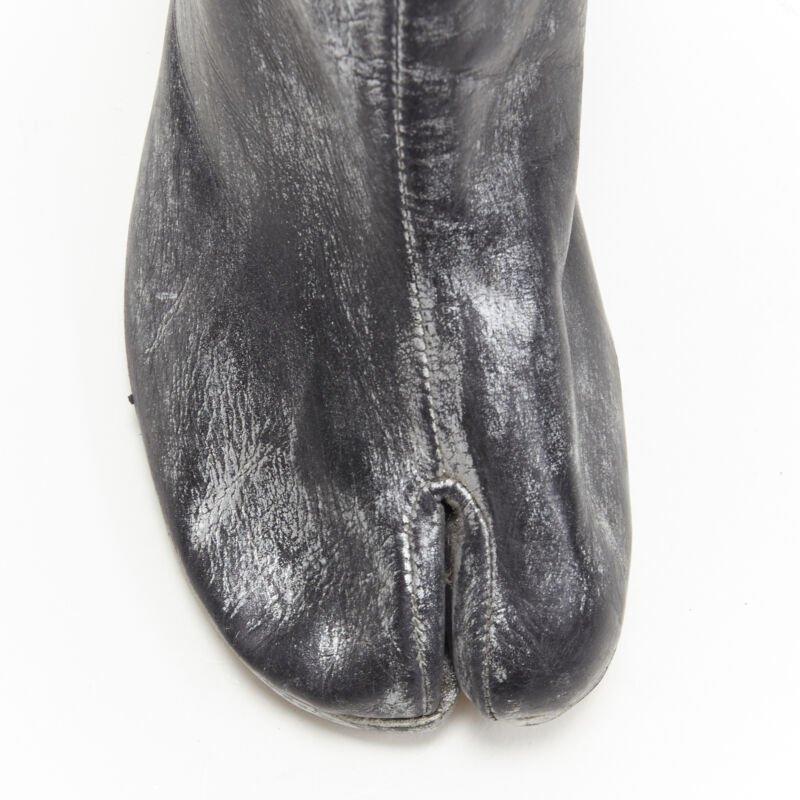 MARTIN MARGIELA 1990's Vintage black silver handpainted tabi boot EU39 For Sale 3