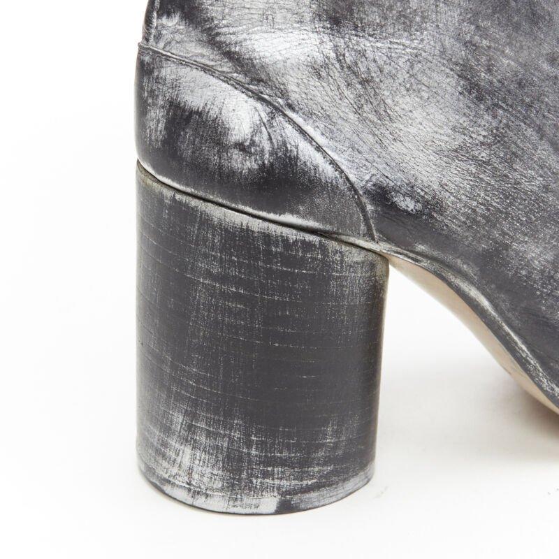 MARTIN MARGIELA 1990's Vintage black silver handpainted tabi boot EU39 For Sale 4