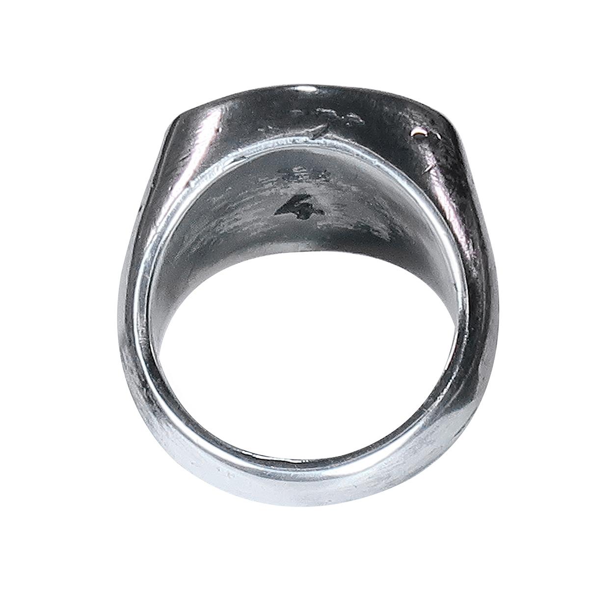Maison Martin Margiela Silver Signet ring with pre-used effects.
Fall 2003, Line 4 Accessories. 

Kicks & scratches are parts of the design and similar on all 3 sizes. 
Silver hallmark inside under the 