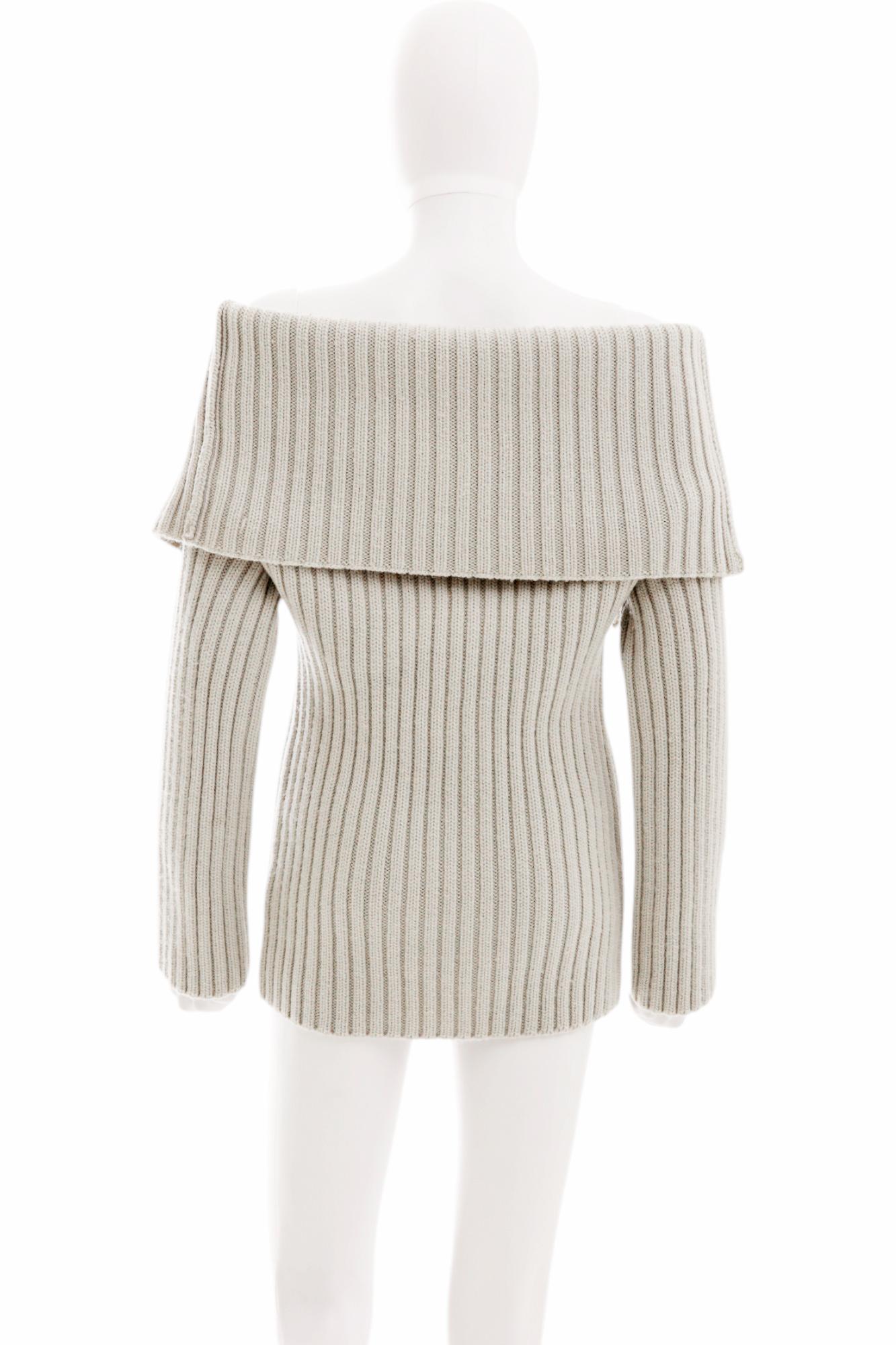 Martin Margiela A/W 1998 Cotton Grey Zipped Giant Turtleneck Sweater Unisexe en vente
