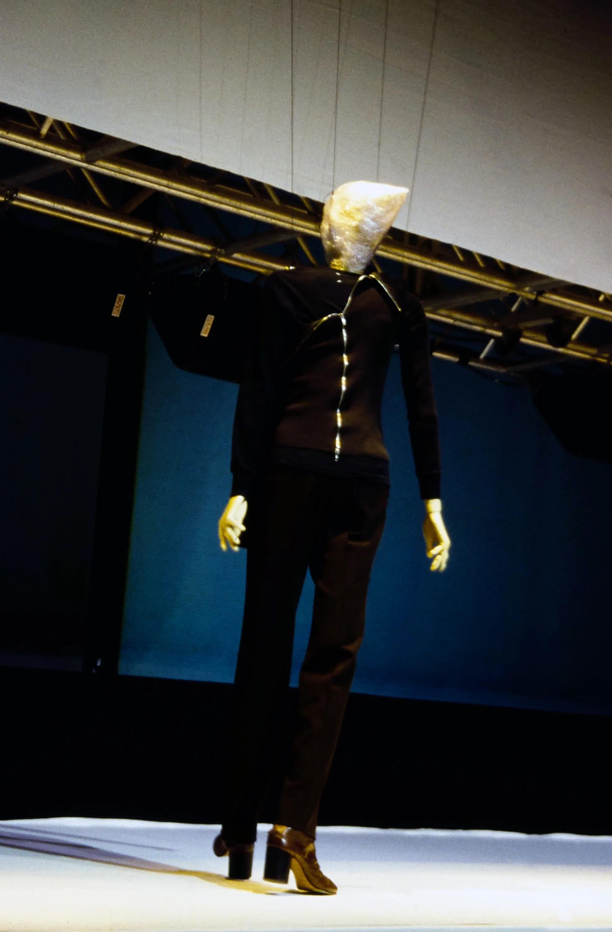 Martin Margiela A/W 1998 Cotton Grey Zipped Giant Turtleneck Sweater en vente 1