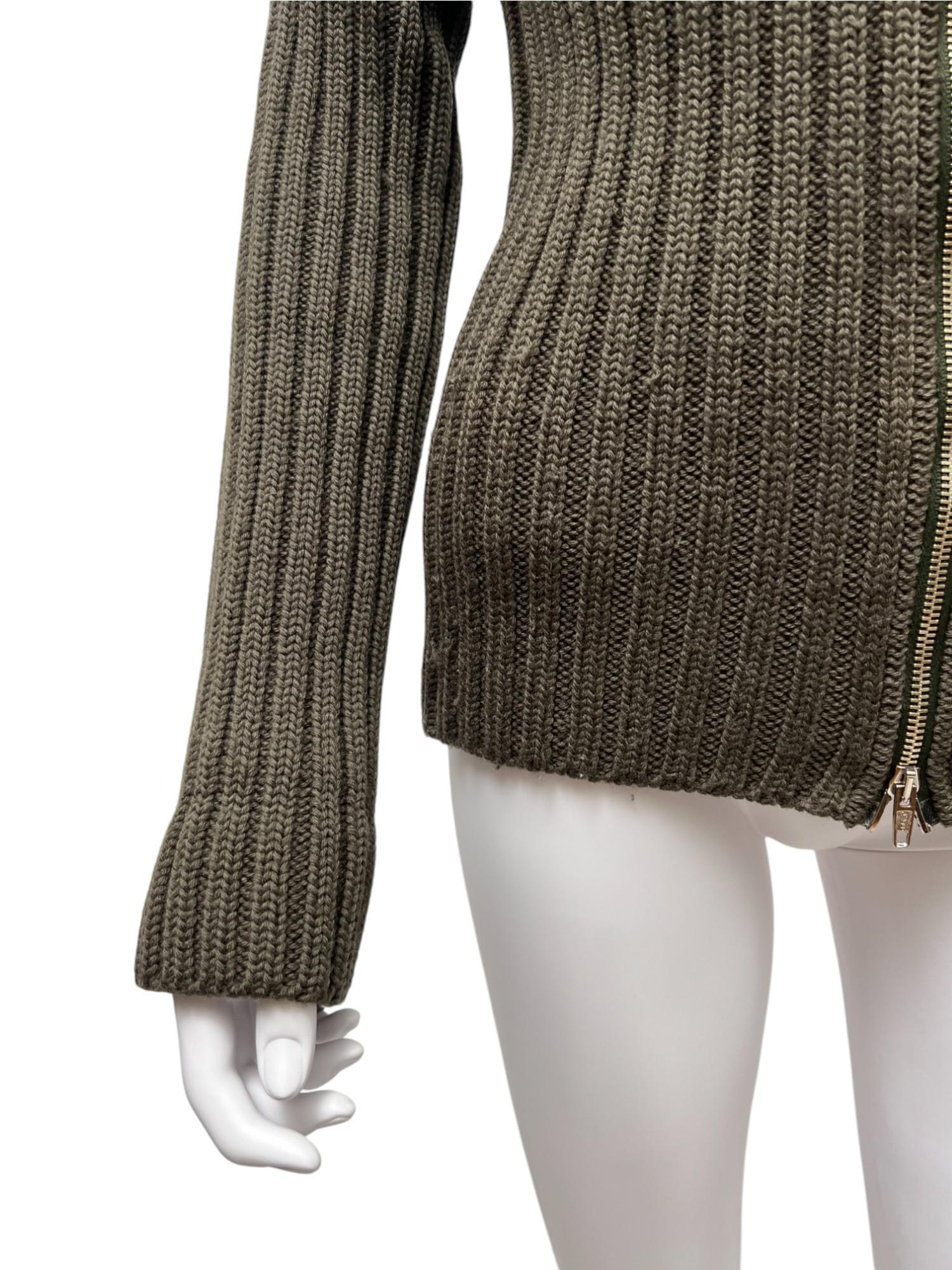 Martine A/I 1998 Maglione a collo alto in cotone verde con zip gigante in vendita 6