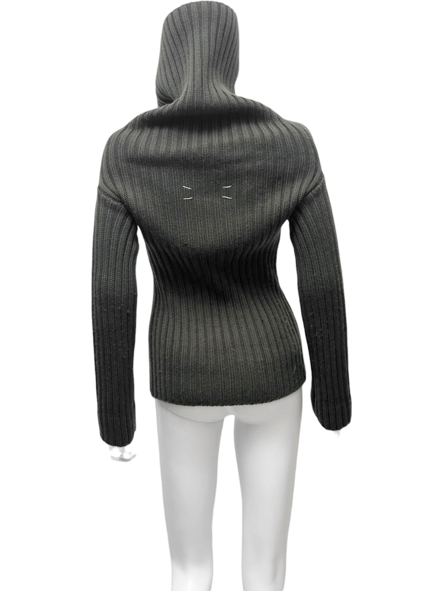 Martine A/I 1998 Maglione a collo alto in cotone verde con zip gigante In condizioni ottime in vendita a Caserta, IT