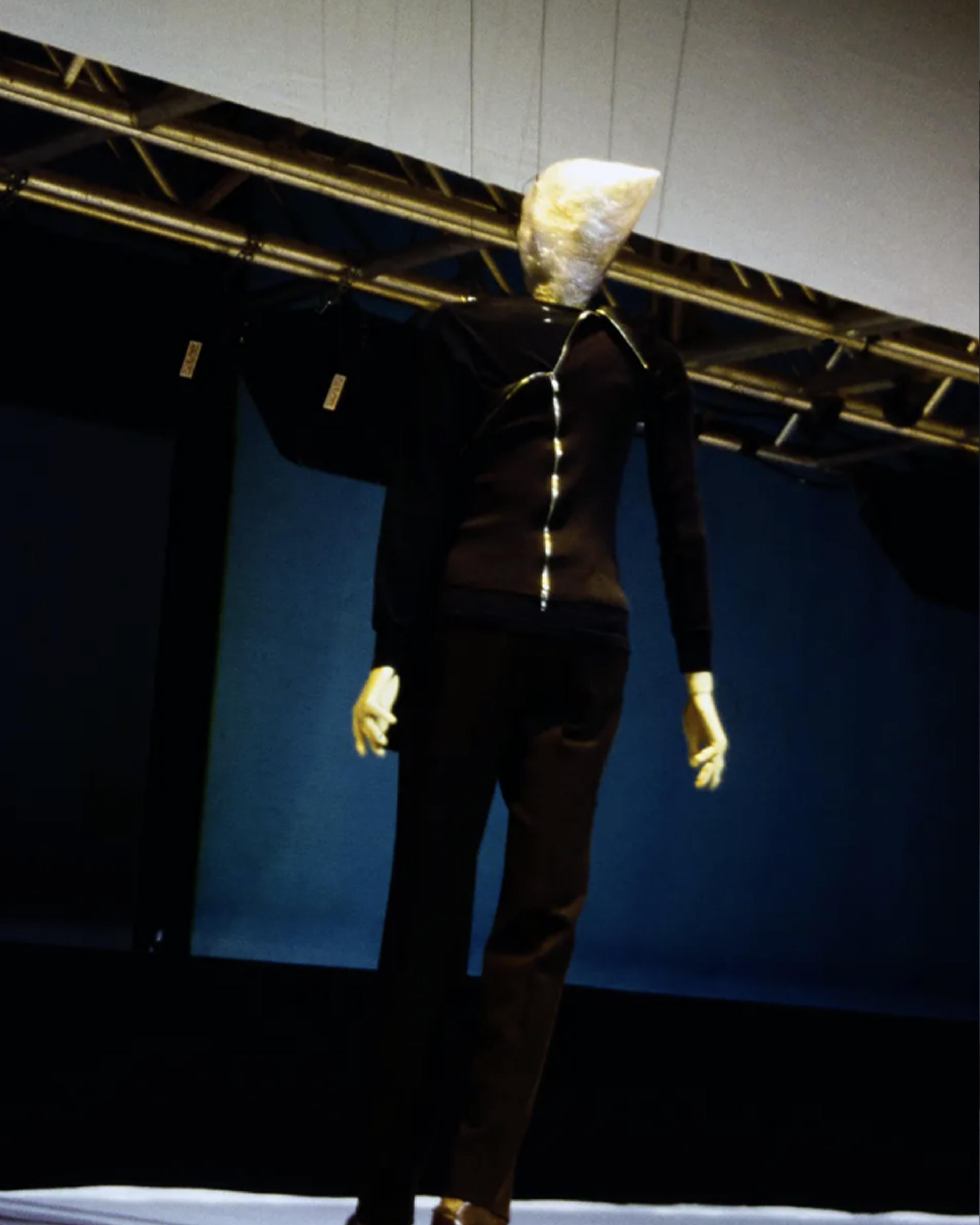 Martine A/I 1998 Maglione a collo alto in cotone verde con zip gigante in vendita 1