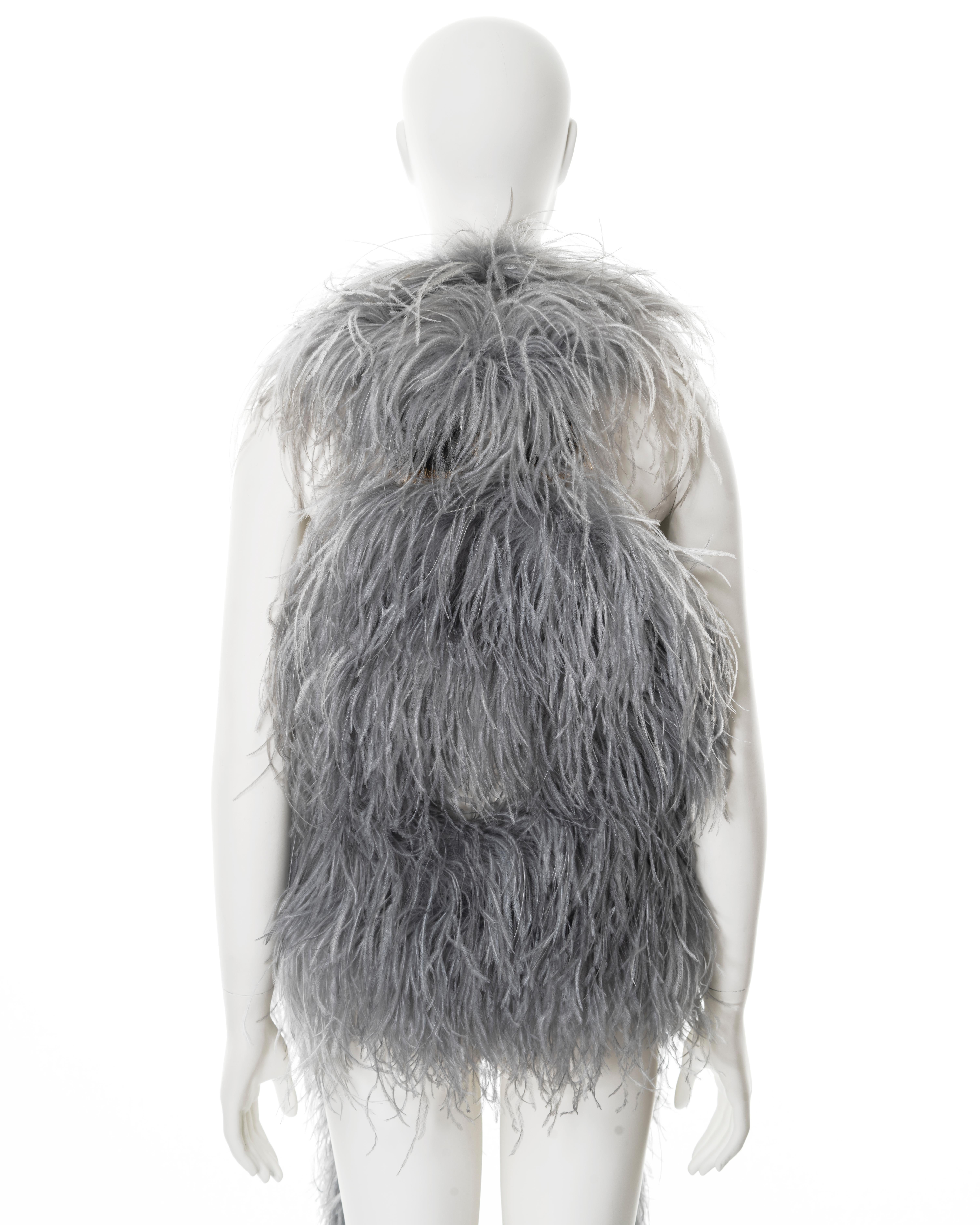 Martin Margiela artisanal grey ostrich feather waistcoat, fw 2004 4